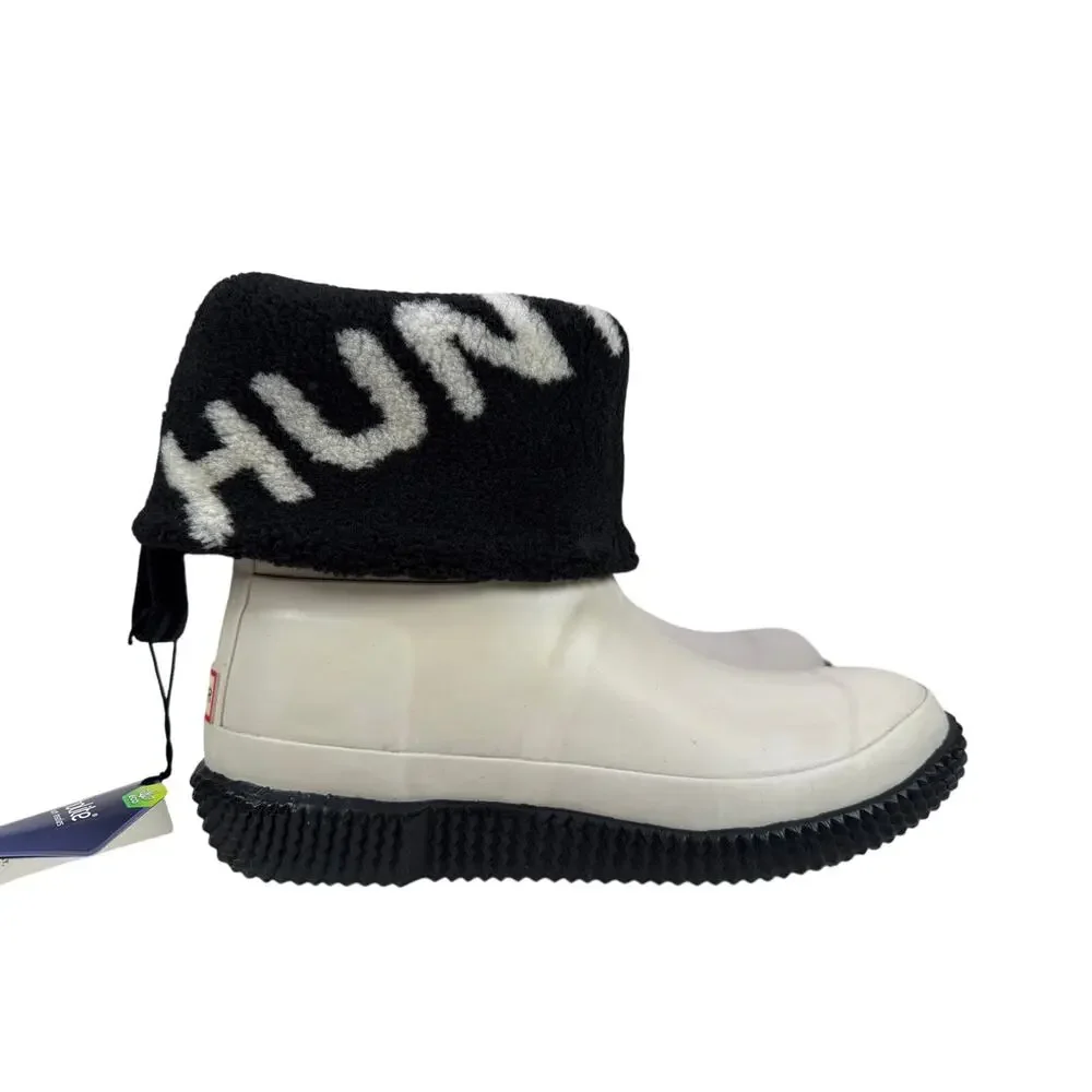 Hunter Original Slipper Snow Boot Womens 8 Insulated Foldable Cuff White Willow